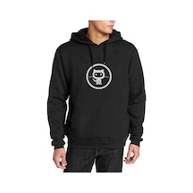 Cat Baskılı Siyah Erkek Kapşonlu Sweatshirt Cat Baskılı Siyah Erkek Kapşonlu Sweatshirt