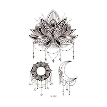 Bearpear Mandala Lotus Ve Ay Geçici Dövme