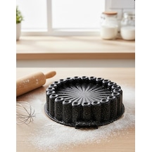 Granit Döküm Tart Kalıbı Kek Kalıbı 28 Cm Beyaz - Siyah
