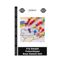 Özel Üretim Kırtasiye Çocuk Okul Eğlenceli 4'lü Emojili Yumurtlayan Boya Kalemi Seti