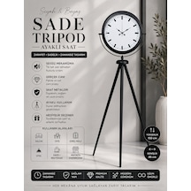 Siyah & Beyaz Saf Sade Tasarım Tripod Ayaklı Saat