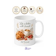 Brunch Temalı Özel Tasarım Baskılı Porselen Kupa Bardak Hediye Beyaz / Çok Renkli