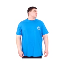 Mode Xl Büyük Beden Erkek T-shirt Bisiklet Yaka Great U25024 Saks Saks Mavi