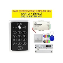 CAM (ÇERÇEVESİZ) KAPILAR İÇİN  KARTLI + ŞİFRELİ GEÇİŞ SİSTEM KİTİ