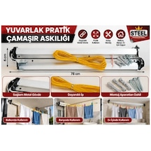Steel Professional 78 Cm Çamaşır Askılığı Metal Duvar Askısı İpli Çamaşır Kurutmalık -