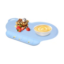 Dianziye Mavi Yemek Grubu Tutucu Bebek Minderi - Yemek Kaçırmamak İçin Antipatlama Silikon Minder Çok Renkli