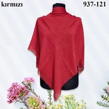 Soft İpek Düz Renk Flamlı Pamuk Eşarp Kırmızı 937-121 Çok Renkli