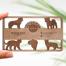 Kişiye Özel Mesleki veteriner Hekim Ahşap Kartvizit (Model 3-5) 5