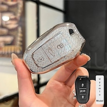Peugeot 208 308 508 2008 3008 5008 Elmas Kesim Tpu Anahtar Kılıfı Beyaz