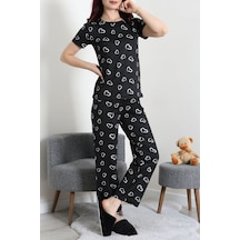 Modi Milan Alt Üst Aynı Pijama Takımı Siyahkalpli - 53890.1857. Açık Bej - Siyah