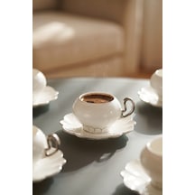 Bailey 6 Kişilik Porselen Kahve Fincan Takımı Silver - 100 Ml Beyaz/silver