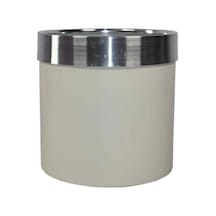 Rüzgar Yapay Çiçekçilik 22x22 Metal Saksı Krem Gümüş