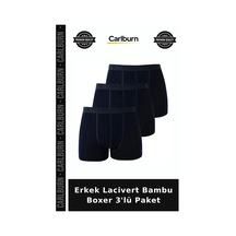 Carlburn Özel Seri Erkek Lacivert Bambu Boxer 3'lü Paket Kombin Moda