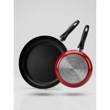 Tava 28 Cm Alüminyum Yapışmaz Tava Non Stick Kırmızı Tava Günlük Mutfak Kullanımı İçin İdeal Renkli