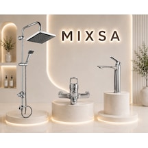 Krom Robot Duş Seti Lüx Banyo Bataryası Premium Çanak Lavabo Bataryası 3'lü Set Çanak Lavabo Uyumlu Set