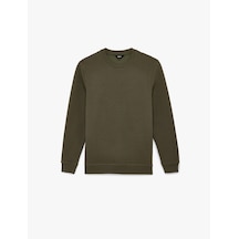 Koton Regular Fit Uzun Kollu Dokulu Bisiklet Yaka Sweatshirt Haki 6sam70010mk Haki