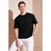 Buratti Pamuk Karışımlı Bisiklet Yaka Regular Fit Erkek T Shirt Cf24S218001 Siyah
