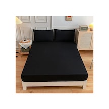 Çift Kişilik Lastikli Kumaş Çarşaf + 2 Yastık Kılıfı Siyah 160x200, Ciftcarsafseti Bej - Beyaz