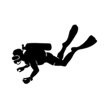 Dalgıç Scuba Diving Kurbağa Adam Oto Sticker Araba Cam Sticker Siyah 20 X 14 Cm