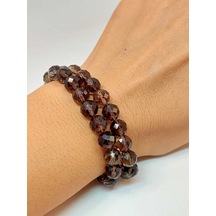 Dumanlı Kuvars Taşı Faset Kesim 8mm Unisex İkili Bileklik