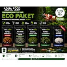 Aqua Food Eco Karides Yem Paketi 125 G 4 Premium Yem + 25 G Shrimp Mineral Hediyeli