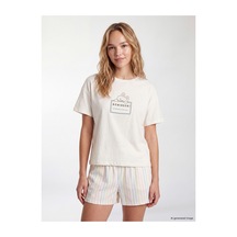 Lcw Young Ekru Bisiklet Yaka Kadın Şortlu Pijama Takımı