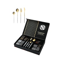 410 Çelik 24 Parça Gold Yemek Kaşık Çatal Bıçak Seti Cin518bysr