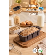 Porsima 30003 Silikon Ekmek Kalıbı Dikdörtgen Kek Kalıbı Antrasit 7 25cm
