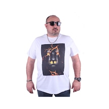 Moc Grande Mocgrande Büyük Beden Erkek Baskılı Tişört Lion 23138 Beyaz