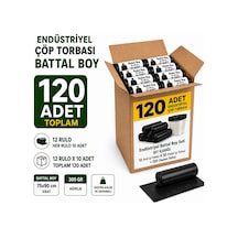 Endüstriyel Battal Boy Çöp Torbası Seti 72x95 Cm Siyah - Koli Içi 120 Adet 12 Rulo X 10 Adet