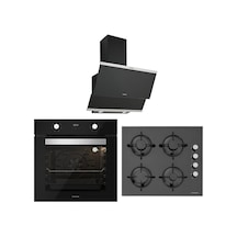 Silverline BO6502B02 - CS5349B01 - 3420 Classy 60 Siyah Cam Ankastre Set