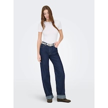 Only Onlella Mw Wide Foldup Kadın Denim Pantolon 15368956 Mavi