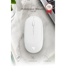 Delux Serisi Mouse Çift Modlu Sessiz Kablosuz Fare Tm16 Beyaz Ev Teknoloji Ürün