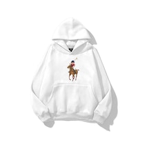 Tarzsokak Unisex Teddy Horse Sweatshirt Beyaz