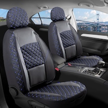 Daihatsu Terrios Uyumlu Yarı Deri Oto Koltuk Kılıfı Ön Arka Takım Alpine Siyah Mavi