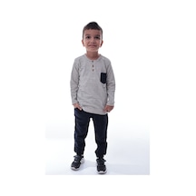 Erkek Çocuk Çizgili Uzun Kollu Tshirt Ve Rahat Jogger Alt Takım Günlük Spor Kombin Çok Renkli