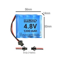 4.8v 1200mah Oyuncak Araba Pili Siyah Soket