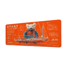 Beyaz Fare Yelkenli Tekne Blueprint 40x90 Cm Oyuncu Mousepad Kaymaz Taban Büyük Boy
