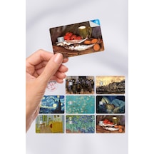 Van Gogh Ressam Kart Kaplama Yapışkanlı Folyo Sticker 8 Adet Çok Renkli