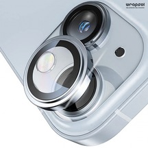 Wrapsol iPhone 15 Plus Uyumlu Kolay Uygulama Aparatlı Kamera Lens Koruyucu Mavi