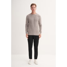 Cazador Slim Fit Soft Touch Basic Bisiklet Yaka Kazak Gri