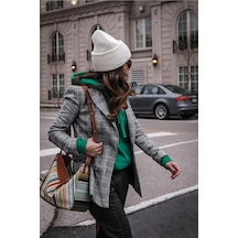 Eke Tekstil Unisex Beyaz Fitilli Yumuşak Basic Bere Beyaz