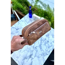 Marble Antik Taba Hakiki Deri Erkek El Çantası Günlük-seyahat-spor-traş Bakım Antik Taba
