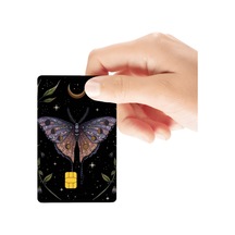 Kelebek Ay Motifli Astroloji Temalı Parlak Kredi/banka Kart Kaplama Sticker Standart
