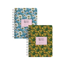 Daisy Magnolia Mini Sert Kapaklı Spiralli Defter Set Çok Renkli