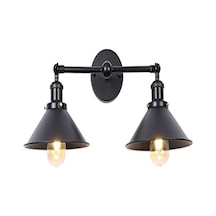 Riolight Retro İkili Siyah Başlık Metal Aplik Siyah