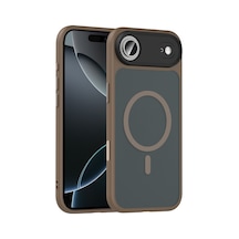 Zore İphone 17 Air Kılıf Mat Arka Yüzey Wireless Şarj Özellikli Zore Flet M-safe Kapak - Desert Titanyum Gri
