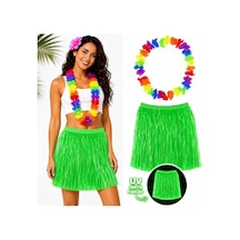 Neon Yeşil Hawaii Etek 40 Cm Ve Rengarenk Hawaii Kolye Evimdeyokyok