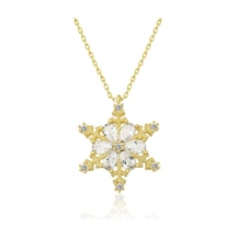 Gümüş Gold Kar Çiçeği Kadın Kolye (551173580)