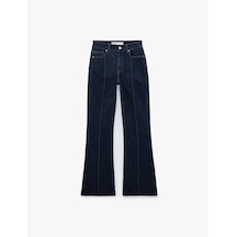 Koton Nervürlü Dar Kesim İspanyol Paça Denim Pantolon - Flare Jeans Koyu İndigo 7wal40058md Indigo